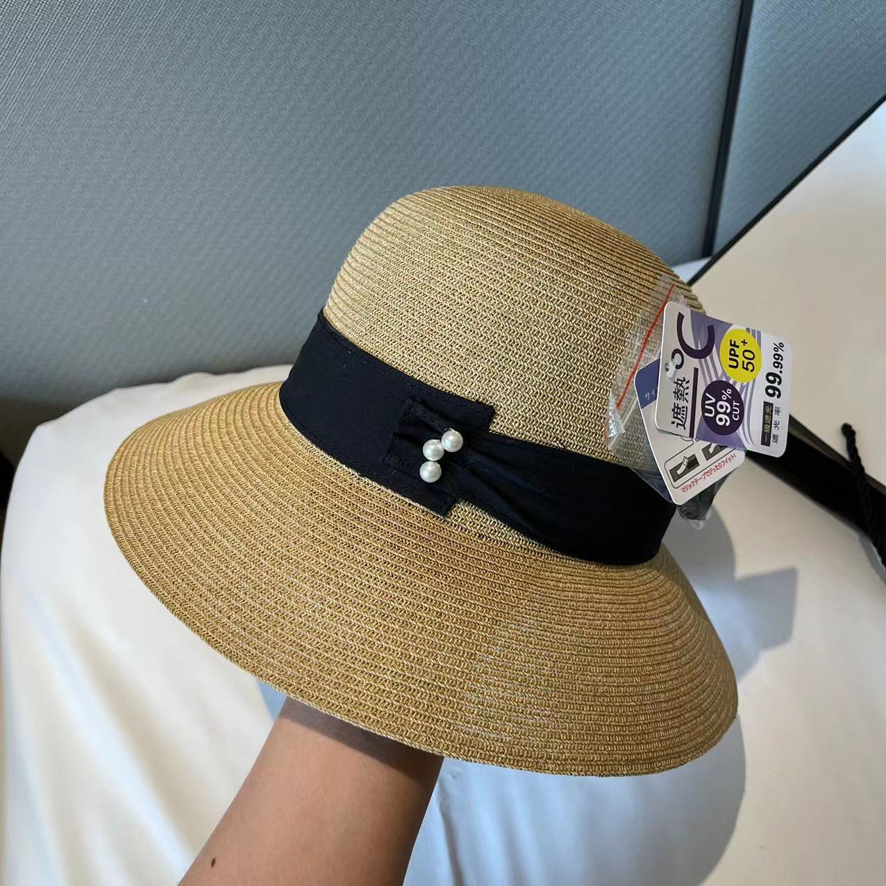 

Элегантная темпераментная жемчужная соломенная шляпа женская летняя дорожная шляпа от солнца шляпа для отпуска пляжная шляпа детская шляпа от солнца Adult (56-58cm) чёрный