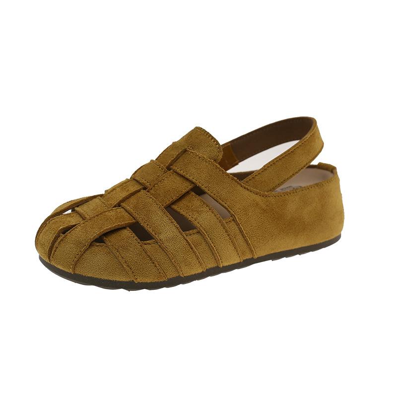 Baotou half slippers women s summer wear new one-pedal lazy woven Birkenstocks retro cool slippers 35