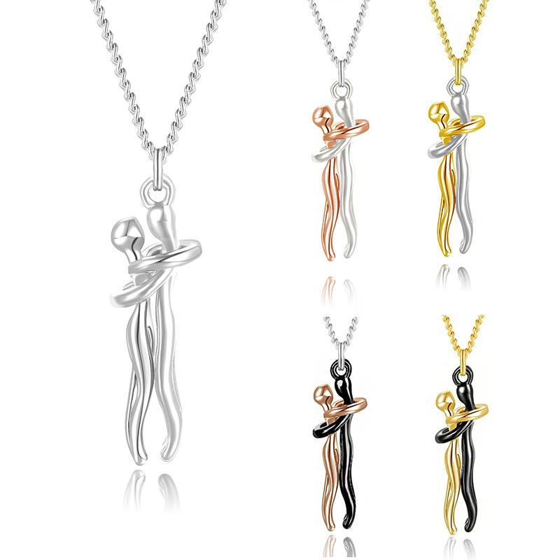 1PC Symbole d'Amour Mode Couple S'Étreignant Port Quotidien Pendentif Collier Cadeaux Alliage Saint-Valentin Bijoux Nouveau Exquis