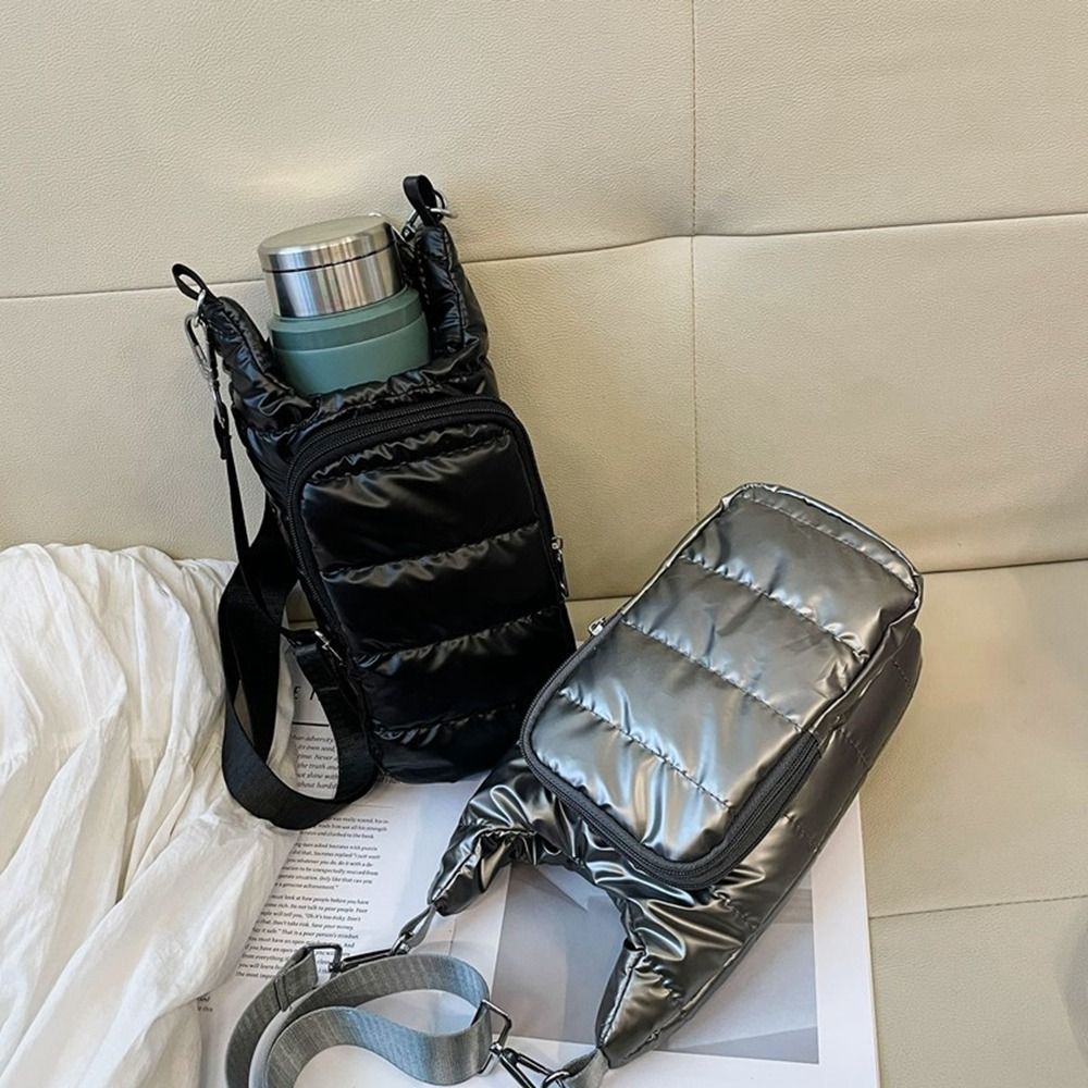 

Shoulder Strap Water Bottle Holder Down Crossbody Water Bottle Purse Girls срібний