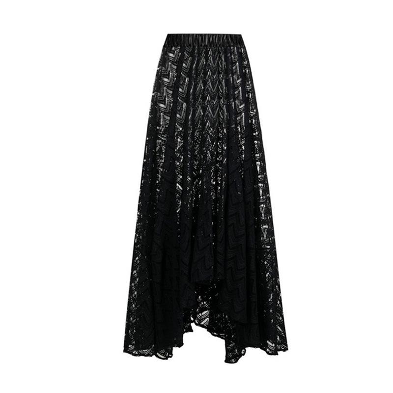 

Миди-платье для пляжа 23017204 с полым дизайном высокого класса в европейском и американском стиле M чёрный