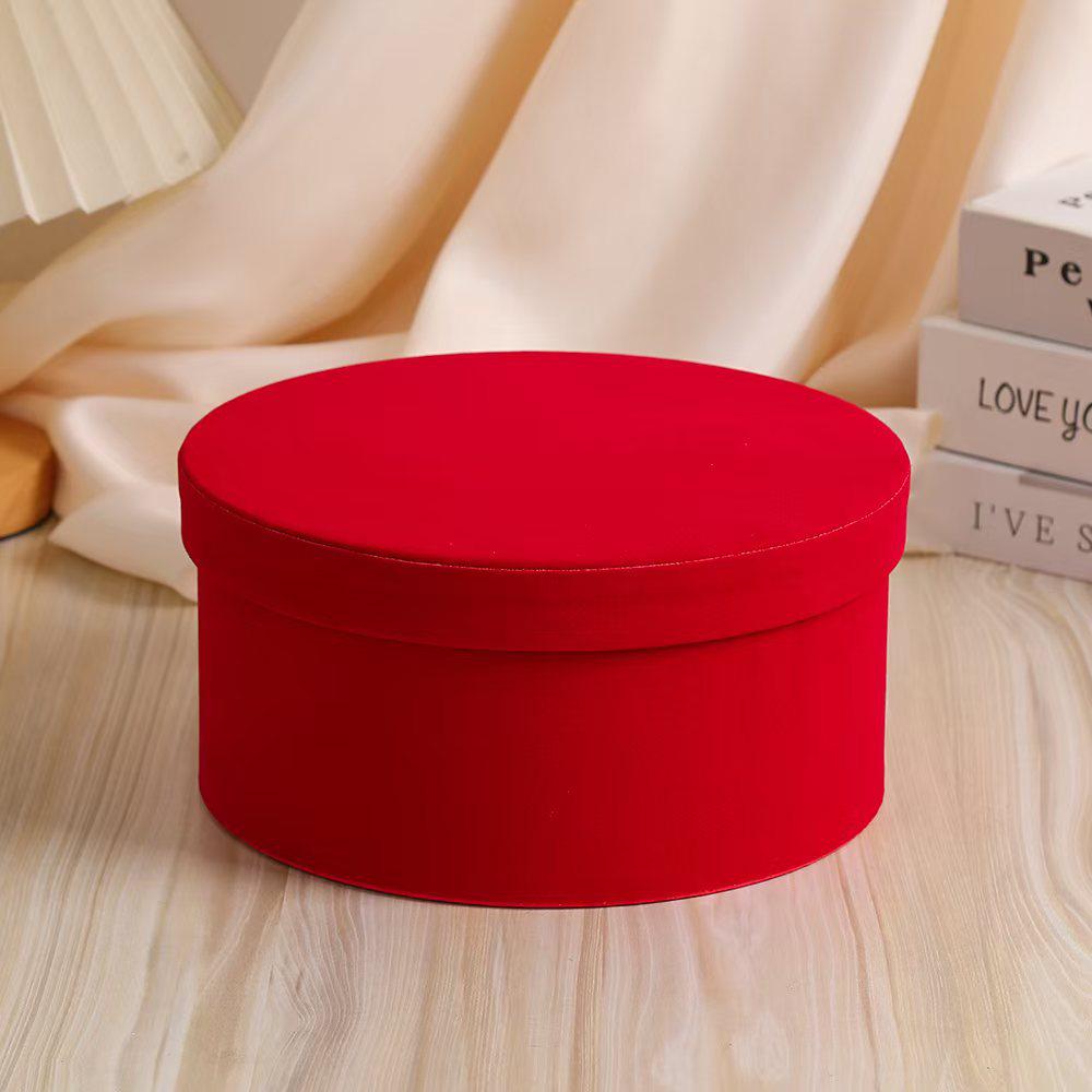Retro Korean Velvet Round Gift Box - Black, Exquisite, and Empty