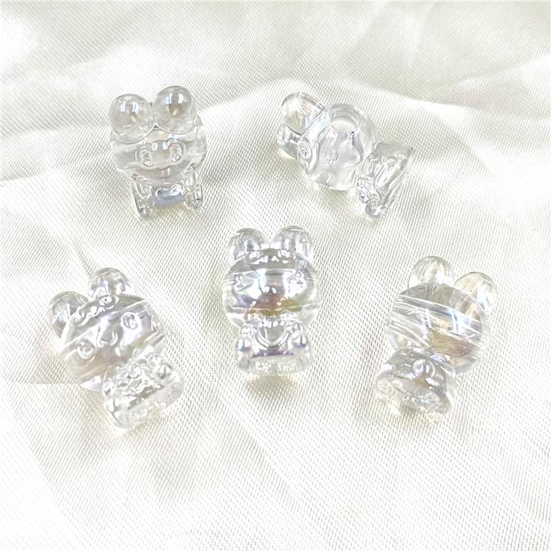 Home Party Supplies Pendant Handmade Materials Dazzle UV Plated Jewelry Accessories Rabbit Loose Beads 5pcs Bracelet Necklace DIY Transparent Fashion