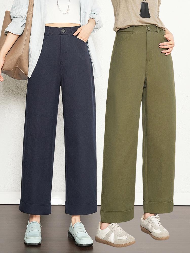 2025 Women's Small Size Cotton Linen Wide Leg Pants - Versatile, Slimming, Casual for Spring & Autumn
