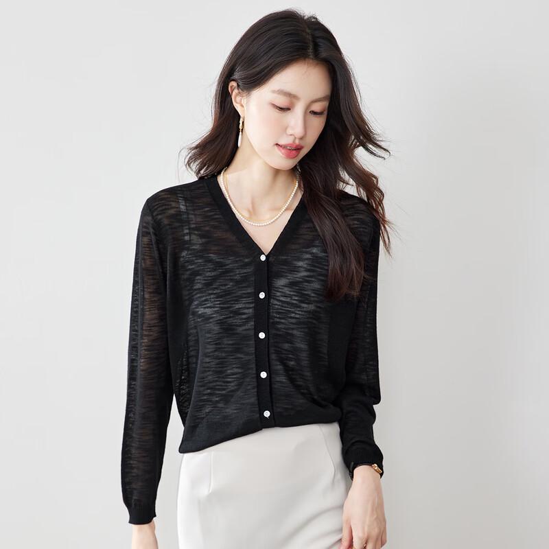 CARBAMMI Women s Short V-Neck Thin Knit Cardigan M