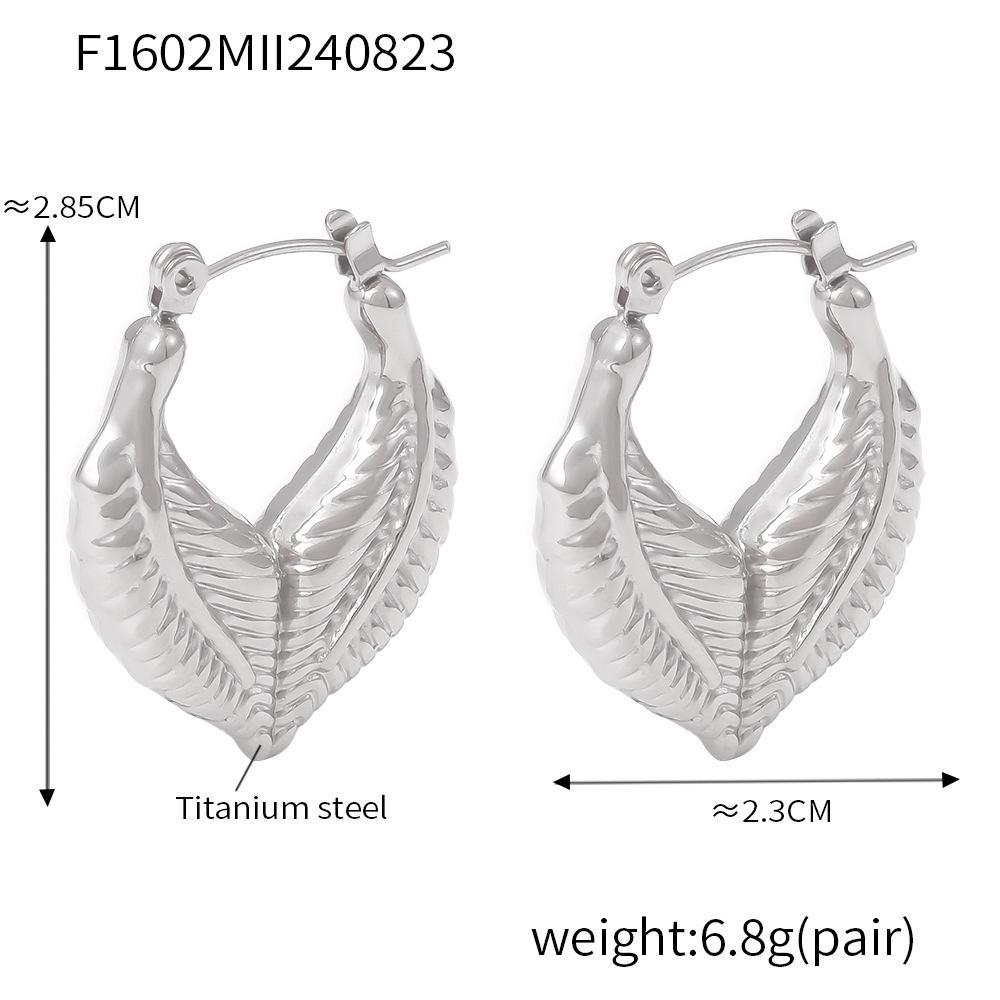18k Gold PVD Titanium Leaf Patchwork Heart Stud Earrings