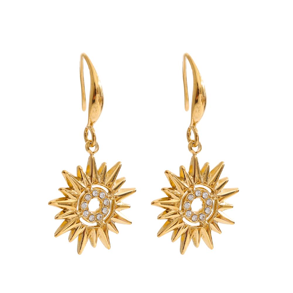 

Yhpup Stainless Steel Zirconia Sun Drop Earrings Prevent Allergy Gold Platinum Color PVD Fashion Daily Popular Jewelry