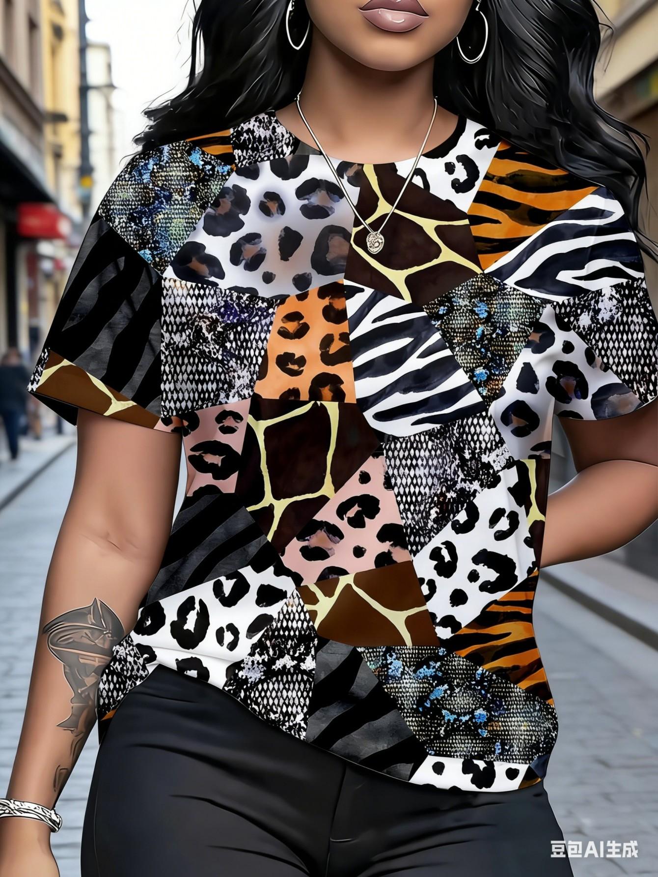 

Casual Summer Street Style. Featuring a Colorful Short-sleeve T-shirt with a Fashionable Rainbow Print. Designed in a Loose Fit and Made from Soft and S