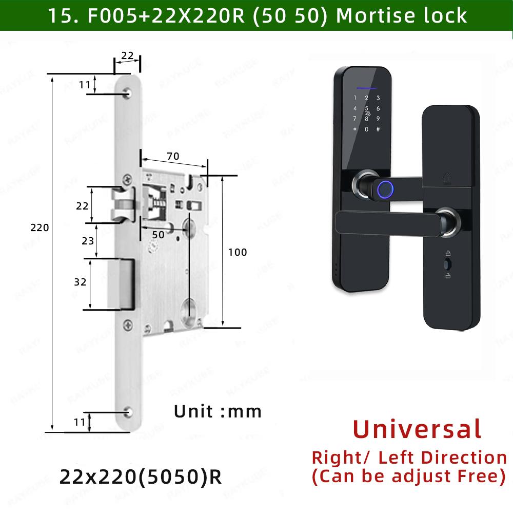 

RAYKUBE F005 - Tuya WiFi Smart Lock, IP65 водонепроницаемый, удаленное разблокирование, замок для двери спальни гостиничного номера чёрный