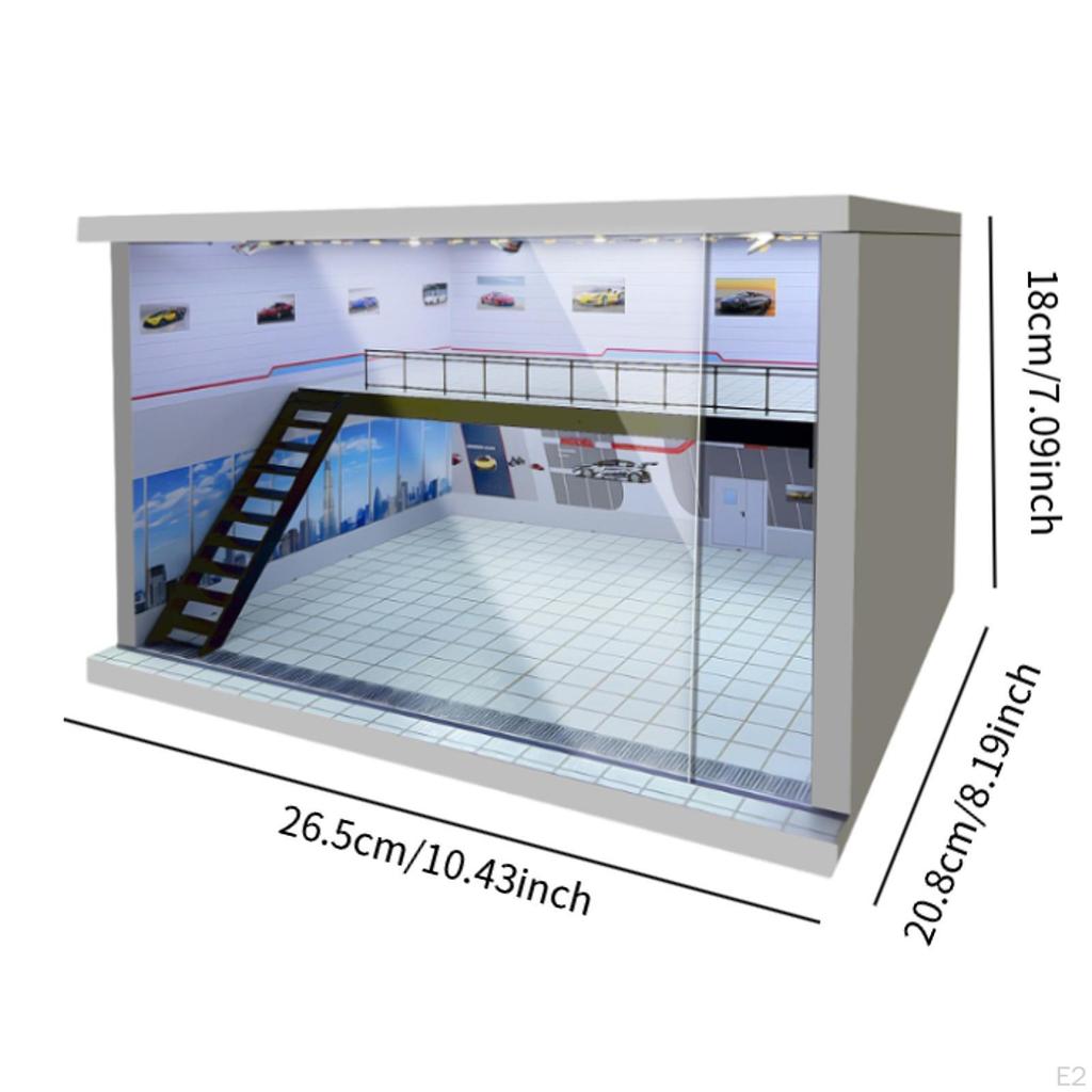 1/64 1/36 1/32 Scale Car Display Unit Acrylic Parking Space with LED Illumination for Collectors