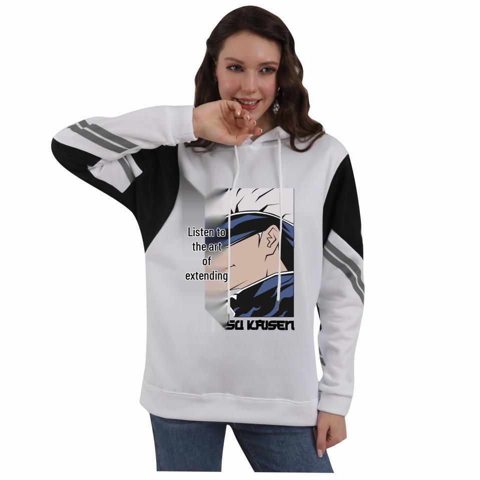 Jujutsu Kaisen Men’s European & American Patchwork Hooded Sweatshirt