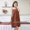 Wrap Chest Bath Towel for Women - Strapless Sauna Skirt with Buckle, Absorbent & Soft, Engraved Logo