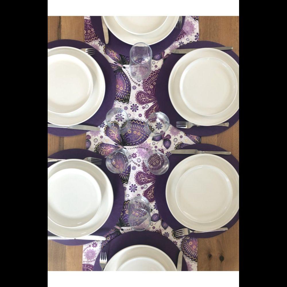 Lila Schmetterling Läufer und Tischset 6 Stk