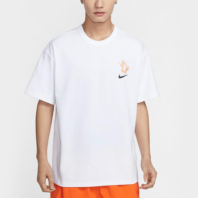 Nike Cartoon Print Loose Fit Crew Neck Short Sleeve T-Shirt Men Tops White HJ3954-100