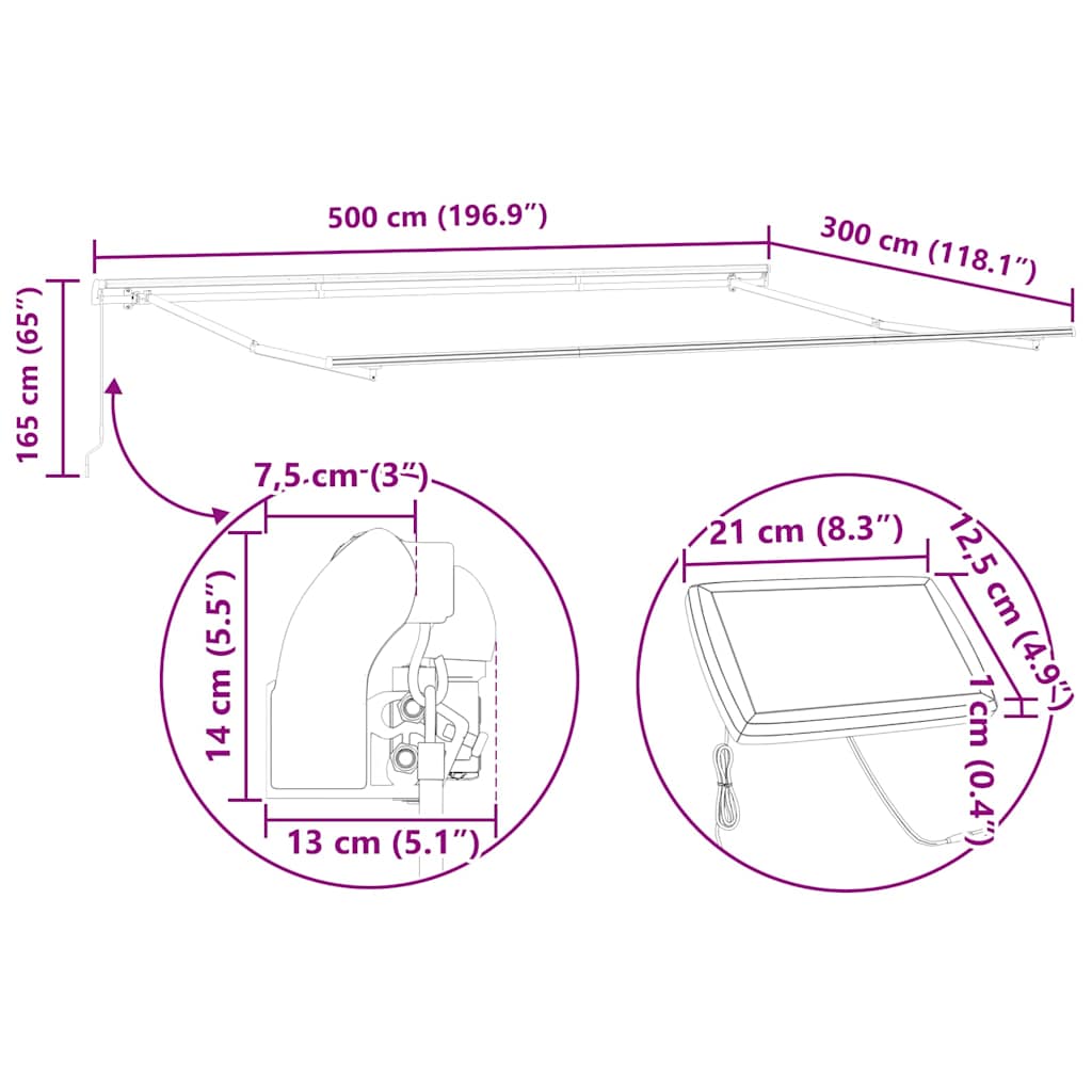 Retractable Awning Red and White 500 X 300 Cm