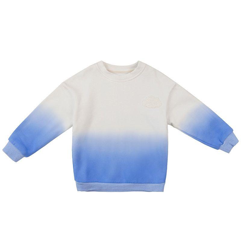 Toothpick Pills and Friends Girls Gradient Hoodie Autumn and Winter Print Boys Top Loose O-neck pullover Light Blue Gradient 105