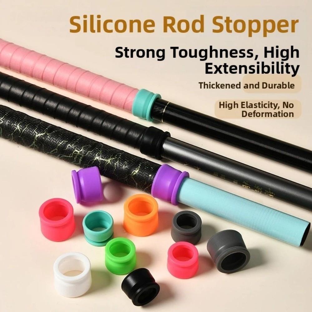 10pcs Anti-Skid Design Fishing Rod Stop Ring O-Ring Type Silicone Rod Ring Fishing Rod Protection