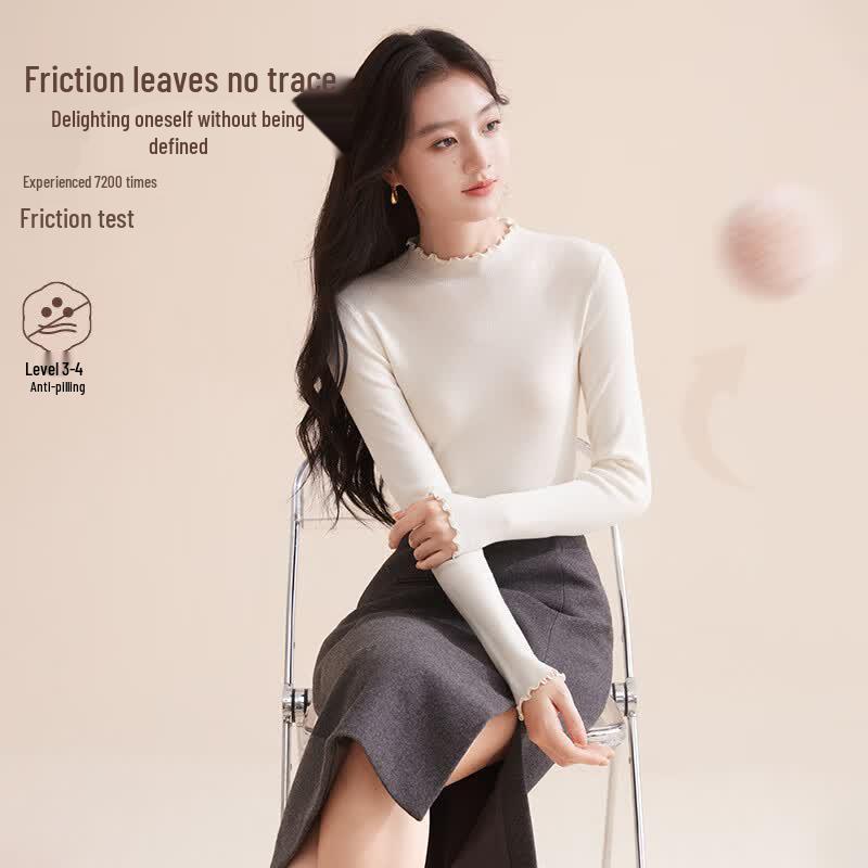 Xiangying Anti-Pilling Wool Blend Mock Neck Sweater