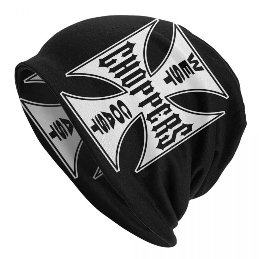 Custom West Coast Iron Cross Choppers Skullies Beanies Caps Winter Knitted Hat Unisex Women Cool Adult Bonnet Hats Outdoor Ski Cap