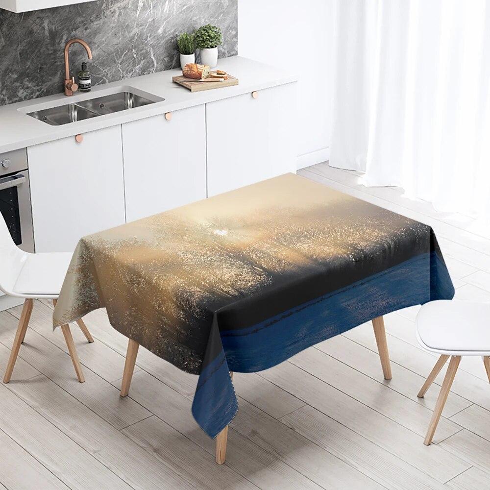 Natural World Landscape Tablecloth Camping  Waterproof Rectangular  Restaurant Table Home Decor
