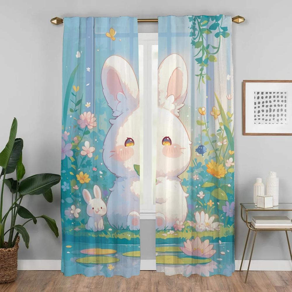 The Lotus Pond Cools Itself Kitchen Curtains for Living Room Blackout Curtain for Room 2 Panel Home Interior Curtains Shades