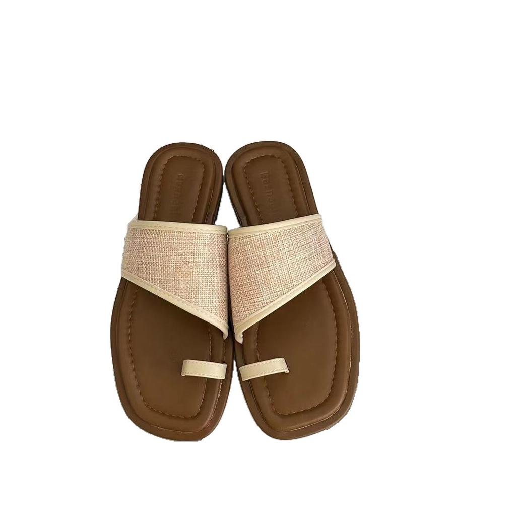 One-word Fashion Explosion Slippers Women's Summer Wear 2025 New Summer and Korean Version Retro with Skirt Versatile Sandals