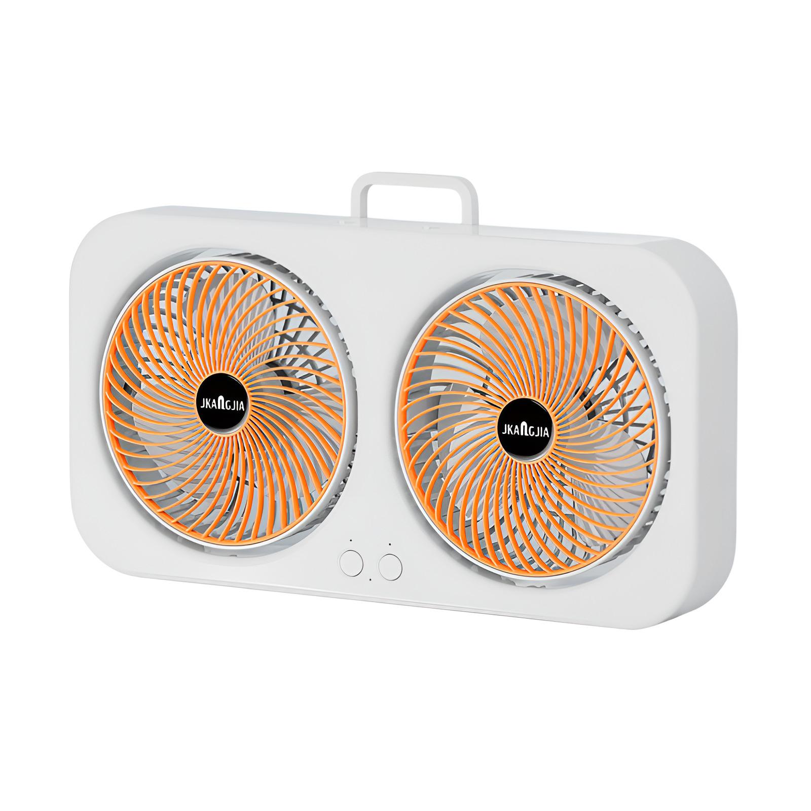 Mini Rechargeable Double Head Desk Fan Portable USB Electric Fan for Home Dormitory Office Air Circulation Cooling 3-wind speed оранжевый