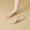Chic Women's Rivet Slippers: 2025 Summer Fashion, Flat Bottom, Stylish Single Strap for Outdoors & Beach