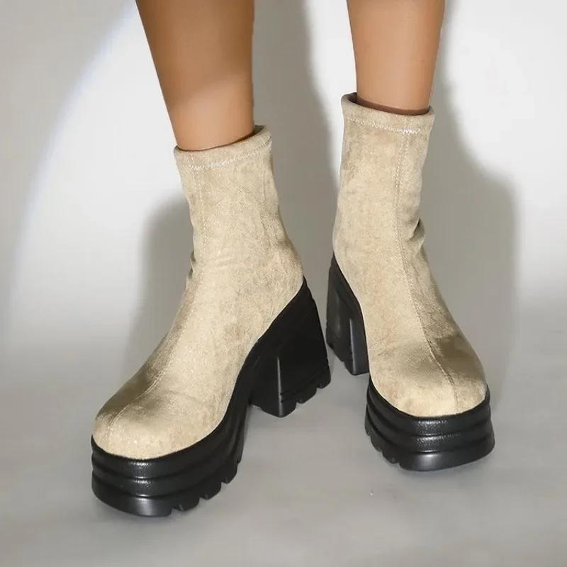 Fashion 2024 Women Boots Spring and Autumn Mesh Breathable Boots Comfortable High Heels Women Boots Hot Designer Shallow Shoes for Women