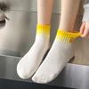Women's Summer Thin Combed Cotton Short Socks and Women's Embroidered Boneless Sports Boat Socks