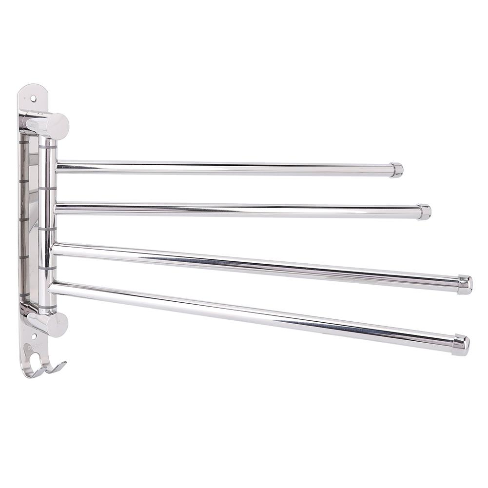 4 Stangen Edelstahl Wanddrehung Handtuchaufbewahrungsregal Ablagehalter Stange Badezimmer Organizer
