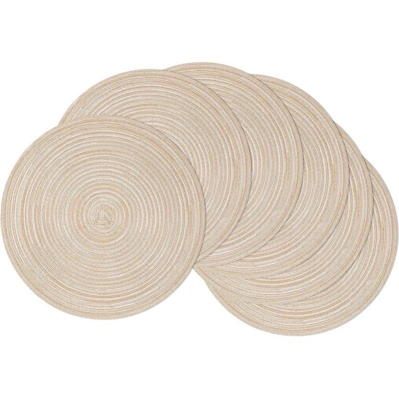 2/4Pcs Round Table Mat Woven Ramie Placemats Anti Slip Dining Table Mats Tableware Bowl Pads Drink Cup Coasters Kitchen Supplies
