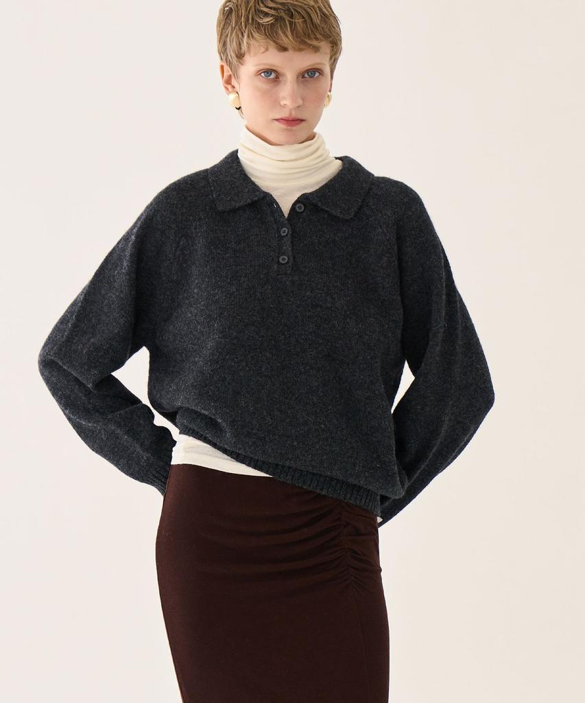 GRIDAJ Polo Knit Sweatshirt _ Charcoal