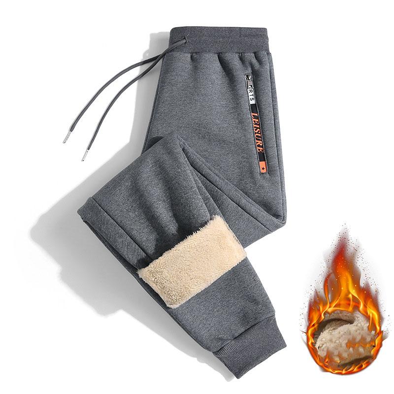 Vinterbukser herre pelsforede joggebukser tykke joggebukser med snøring Bukser herre fleece løpebukser Varm fløyel ankelbukser