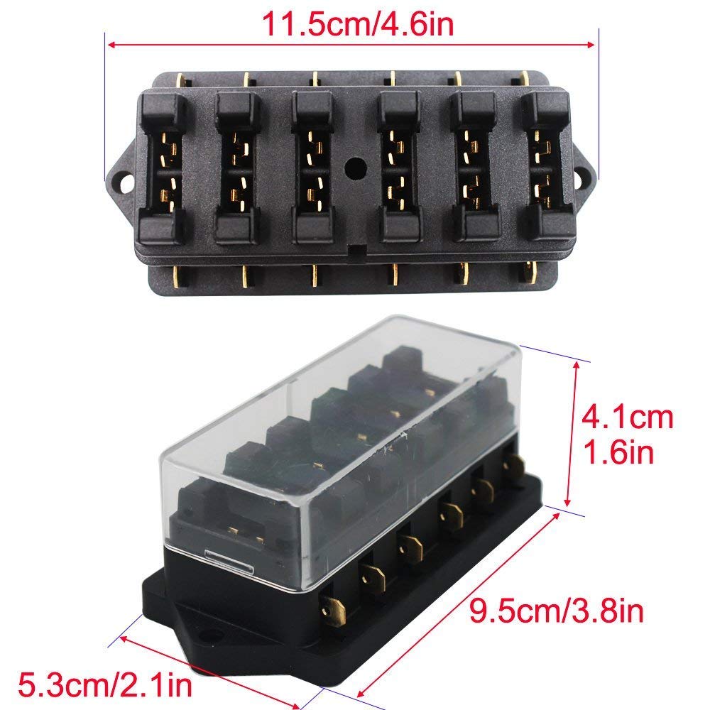 KILIGEN Universal Car Truck Vehicle 6 Way Line Car Medium Fuse Box Block