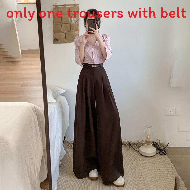 Old Money Style Womens Wide Leg Pants With Belt For Casual Chic Fashion