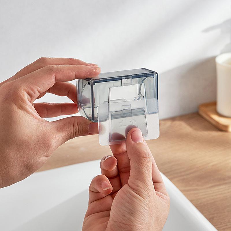 Dustproof Wall Mounted Toothbrush Holder With Cover 2 Slots Self Adhesive Toothbrush Storage Organizer For Shower Bathroom