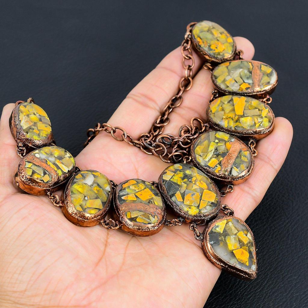 Copper Bumblebee Necklace Gemstone Jewelry, Copper Electroformed Necklace, Adjustable Handmade Beautiful Jewelry Chain Necklace