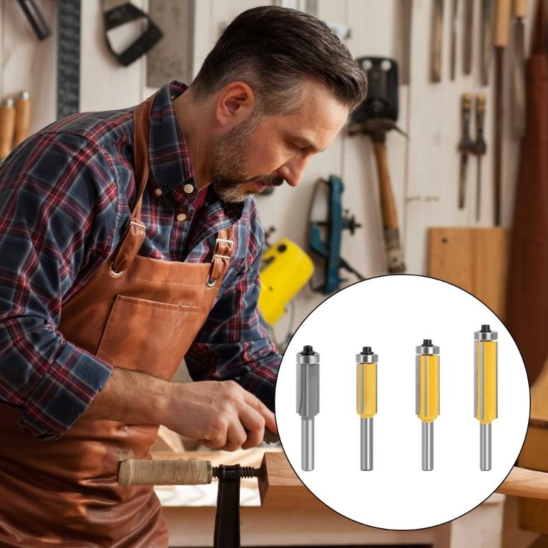 Professional Wood Trimming Router Bit 4 Flute Design High Durability Blade Enhancing Stability for Precise Wood Cutting