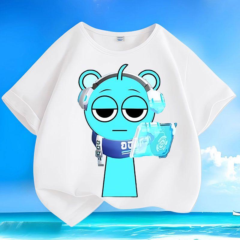 

Girls Cute Rhythm Box Top - Summer Children s Casual Short-Sleeved Pure Cotton T-Shirt 100