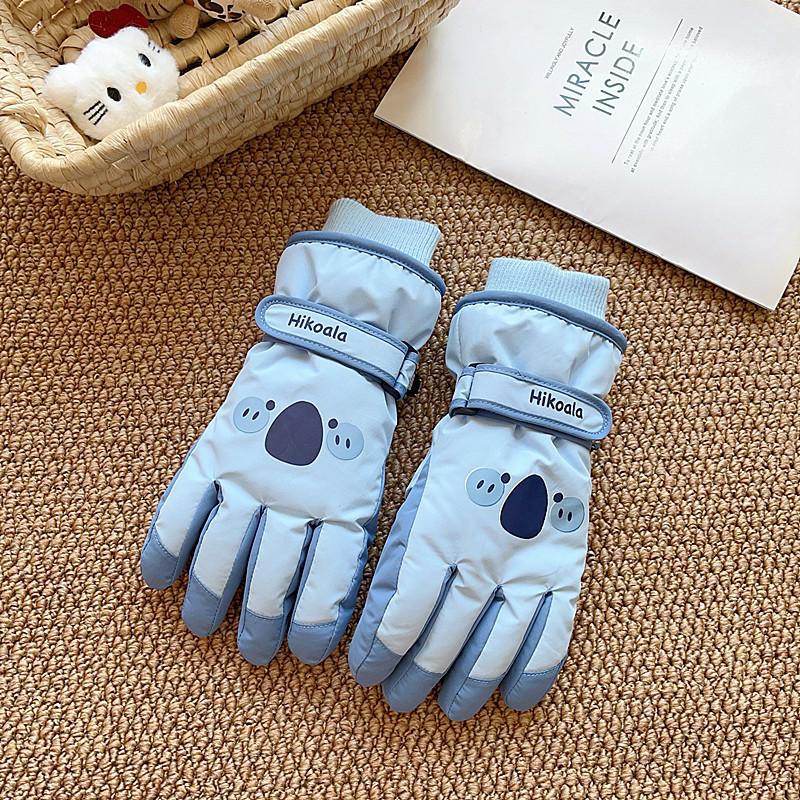Ski gloves female cute warm velvet thickened windproof and cold couple warm gloves