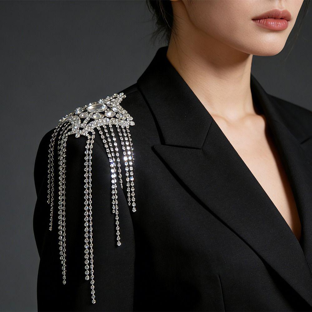Fringe Shoulder Epaulets Sparkly AB Crystal Shoulder Ornament Rhinestone Epaulets Fashion Shoot