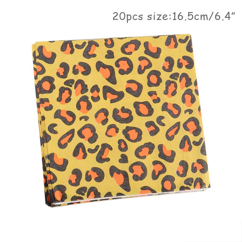 Animal Printed Disposable Tableware Zebra Leopard Jungle Paper Plates Cups Napkins Safari Birthday Decor Baby Shower Supplies