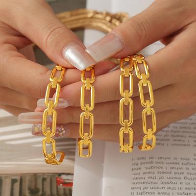 European Classic Titanium Steel Chain Bracelet, 18K Vacuum-Plated, Simple Trendy Design.