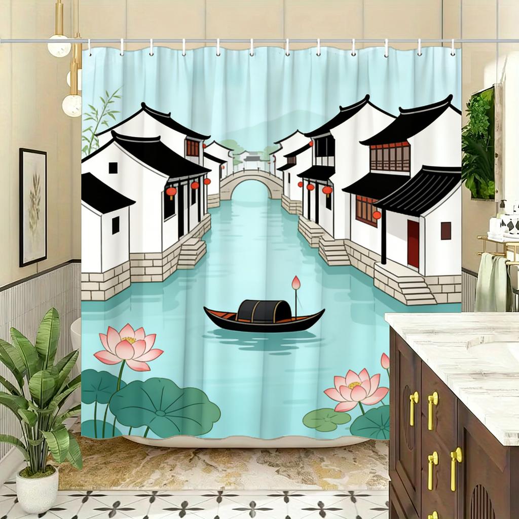 Whimsical Candy House & Gnomes with Lollipops Waterproof Shower Curtain for Bathroom Decor
