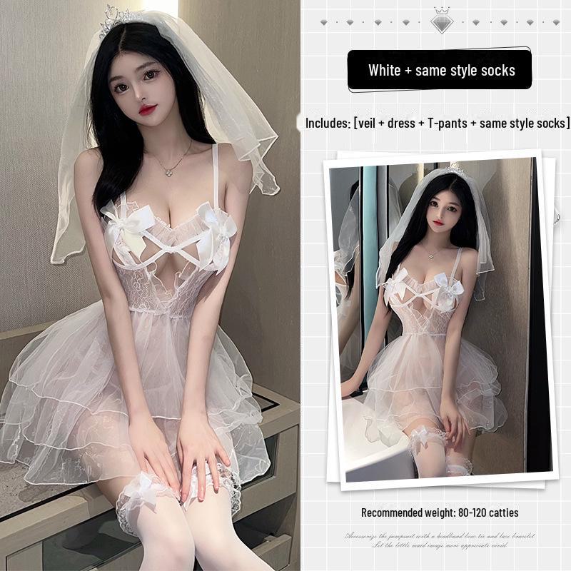 Lin Linting Bridal Lingerie Set: Flirty Battle Robe & Tempting Wedding Dress