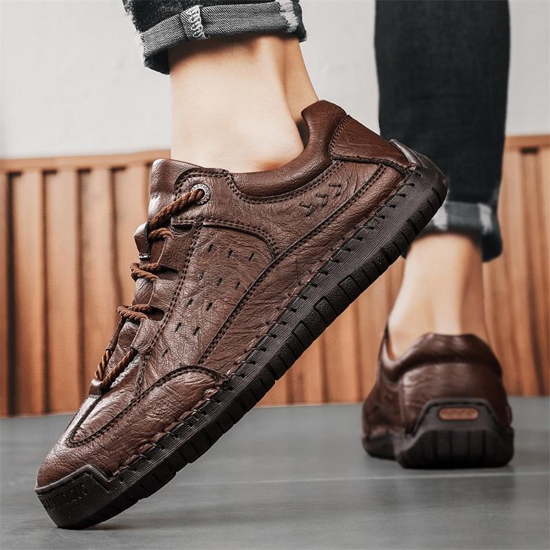 Brown Shoes for Men Genuine Leather Casual Shoes Size 48 Outdoor Hiking Sneakers Men Breathable Mens Shoes Zapatos De Hombre