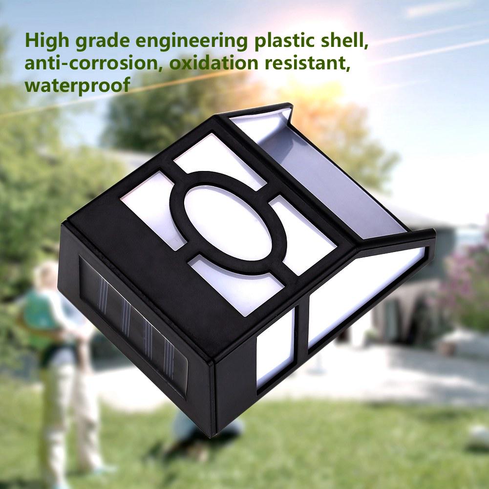 Solar Powered Wall Mount 2 LED Light Outdoor Garden Path Landscape Fence Yard Lamp White