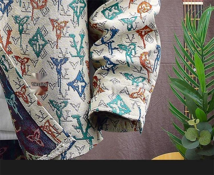 Men's Plus Size Retro Floral Long Sleeve Lightweight Jacket