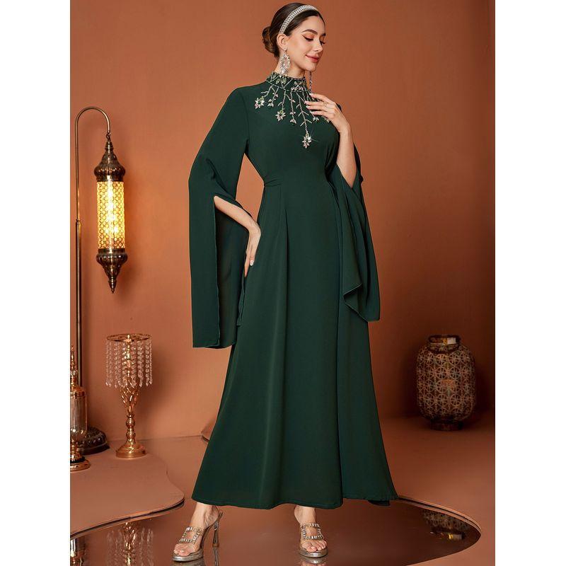 

Черный Черновато-зеленый Длинный рукав Шов Дрель Мода Светская львица Длинное платье Платье Официальное платье Элегантное Открытый рукав Вечернее платье Платье Dark green 2XL